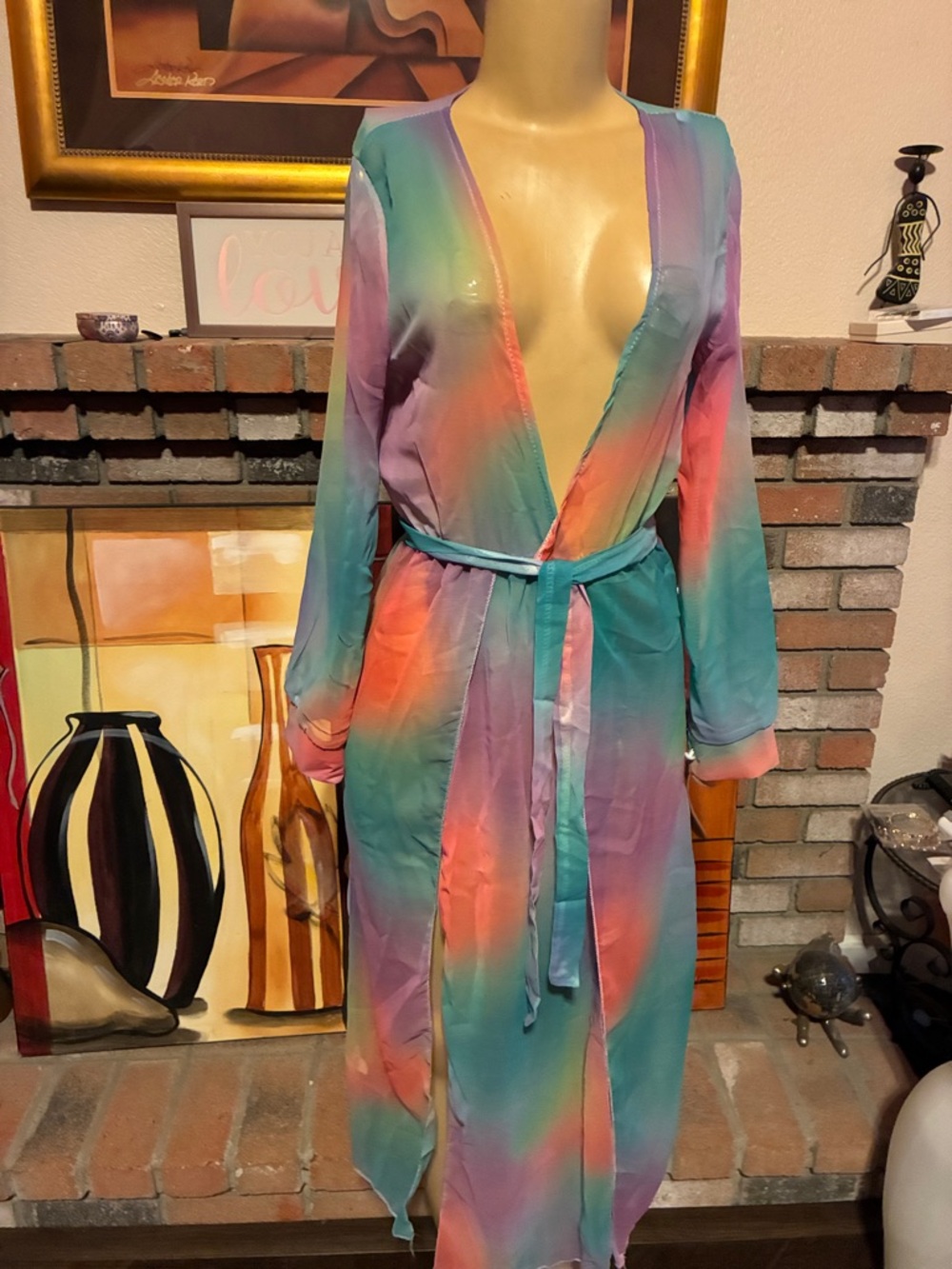 Women’s Rainbow Swimsuit Cover Up-Multicolor